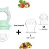 Bob Online ™ - Groen Baby Fruitspeen En Bijtring In Een X 1 + 3 Maten Spenen - Fruitzuiger - Fruit Fopspeen Voorkomt Verstikking - Babyvoeding - Siliconen Fruitspeen - Fruit Pacifier + 3 X S M L Teats – 3 X Spenen Voor Langer Gebruik - Kraam Cadeau