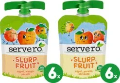 Servero Slurpfruit 100% Fruit - Familypack Knijpfruit - Appel Mango Perzik En Appel Perzik Abrikoos - 12x 90 Gram -Aanbiedingen BIBS Winkel 1200x833 9