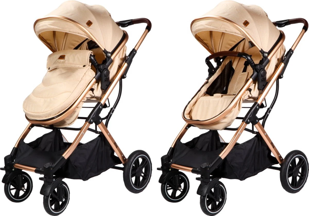 Ding Juna Kinderwagen 3 In 1 - Beige/Rose - Combi Kinderwagen Incl. Autostoel 14 Ding Juna Kinderwagen 3 In 1 - Beige/Rose - Combi Kinderwagen Incl. Autostoel - Afbeelding 14
