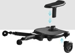 Merkloos Meerijdplankje - Kinderwagen - Buggy - KANT EN KLAAR - Al In Elkaar Gezet! - Met Zitje Voor Uw Kind - Zwart -Aanbiedingen BIBS Winkel 1200x844 6