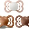BIBS Supreme Fopspeen | Bundel Set 3 Stuks | T2 | Maat 2 | 6-18 Maanden | Silicone | Earth, Woodchuck, Glow In The Dark Blush