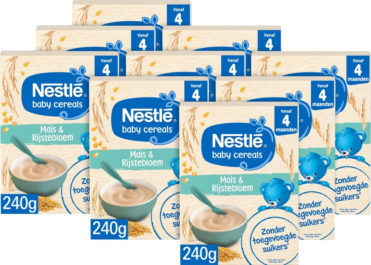 Nestlé Baby Cereals Mais & Rijstebloem Glutenvrij - Baby Pap - Vanaf 4 Maanden - 9 Stuks - Totaal 45 Porties 8 Nestlé Baby Cereals Mais & Rijstebloem Glutenvrij - Baby Pap - Vanaf 4 Maanden - 9 Stuks - Totaal 45 Porties - Afbeelding 8