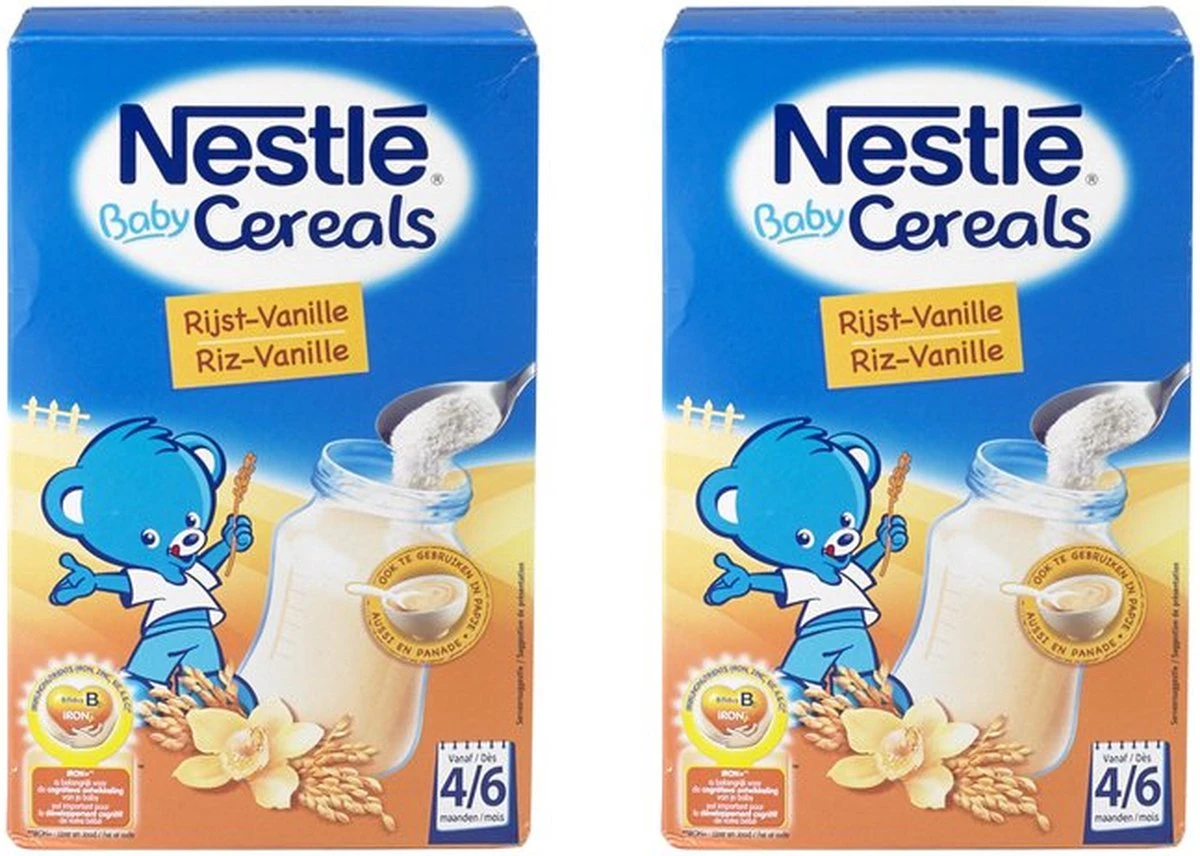 2x NESTLÉ - Baby Cereals - Melkpapje Met Rijst En Vanille - 4/6maanden -500g 1 2x NESTLÉ - Baby Cereals - Melkpapje Met Rijst En Vanille - 4/6maanden -500g