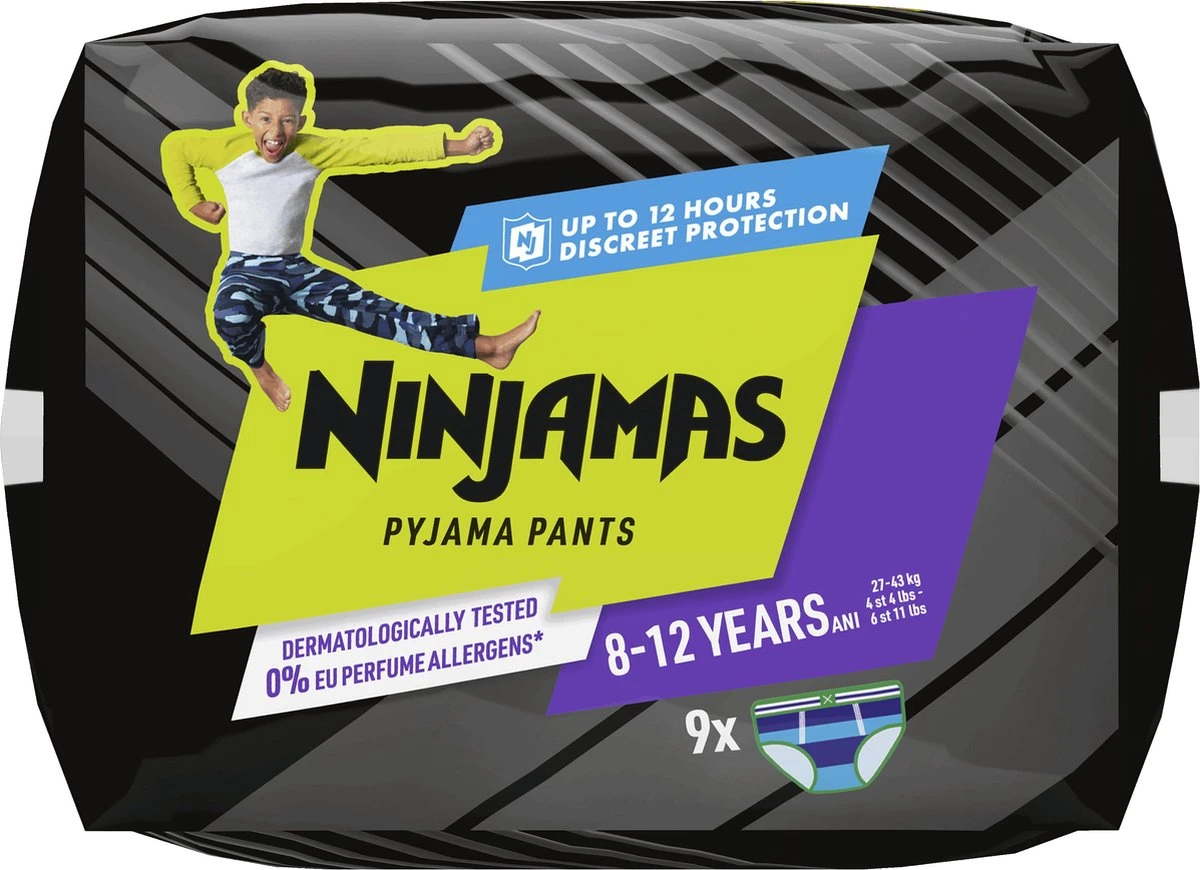 Ninjamas Pyjama Pants Luierbroekjes Jongen - 9 Nachtluiers Voor Bedplassen - 8-12 Jaar 12 Ninjamas Pyjama Pants Luierbroekjes Jongen - 9 Nachtluiers Voor Bedplassen - 8-12 Jaar - Afbeelding 12