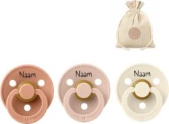 BIBS Fopspenen Met Naam | T1 | Peach, Blush, Ivory | 0-6 Maanden | Spenen | Speen | Fopspeen | BolleToet Speenzakje