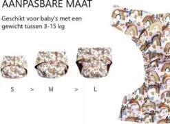 BonBini´s Luiers - Wasbare Luier Rainbows 3-15 Kg - Luierbroekje - Dubbele Antilek Preventie - Zwemluier Drukknoopjes En Verstelbaar Maat S, M, L Maat 1 T/m 5 -Aanbiedingen BIBS Winkel 1200x881 3