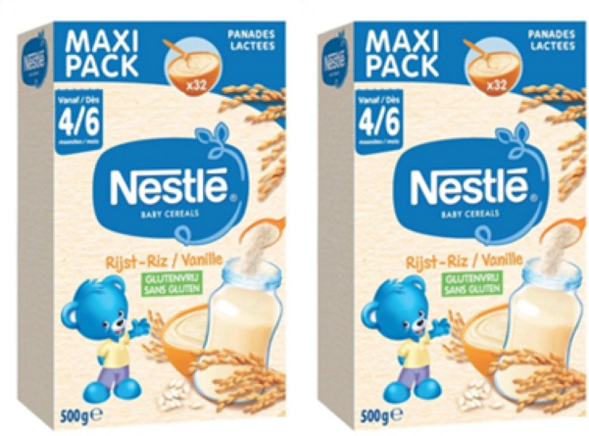 2x NESTLÉ - Baby Cereals - Melkpapje Met Rijst En Vanille - 4/6maanden -500g 2 2x NESTLÉ - Baby Cereals - Melkpapje Met Rijst En Vanille - 4/6maanden -500g - Afbeelding 2