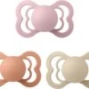 BIBS Supreme Fopspeen | Bundel Set 3 Stuks | T1 | Maat 1 | 0-6 Maanden | Silicone | Vanilla, Peach, Pink Plum