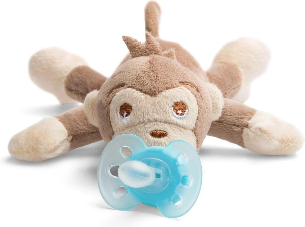 Philips Avent Snuggle Knuffelspeen - 0-6 Maanden - Aapje 1 Philips Avent Snuggle Knuffelspeen - 0-6 Maanden - Aapje