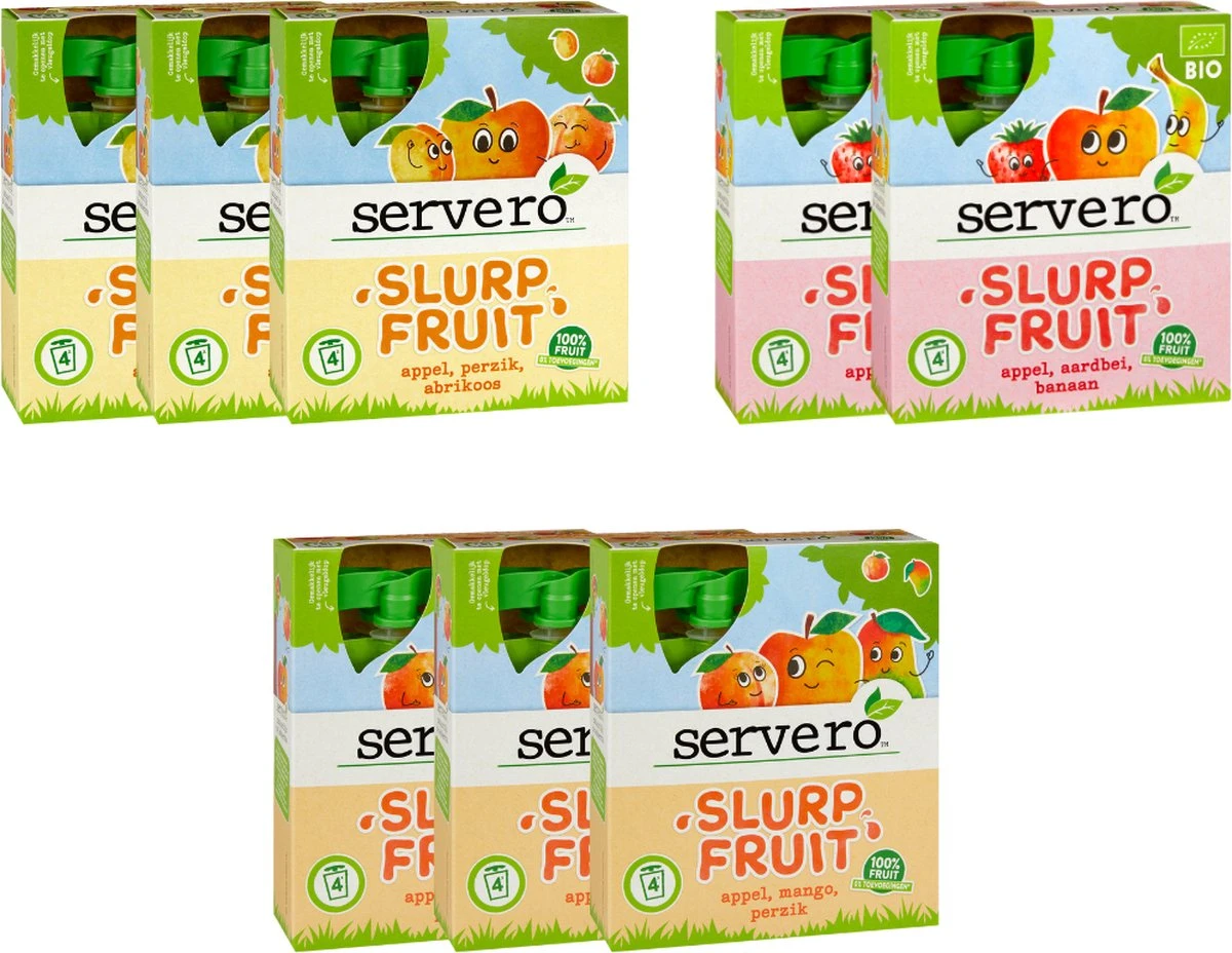 Servero Slurpfruit Maandbox – Knijpfruit – Appel Aardbei Banaan, Appel Perzik Abrikoos En Appel Mango Perzik – 32 X 90 Gram 3 Servero Slurpfruit Maandbox – Knijpfruit – Appel Aardbei Banaan, Appel Perzik Abrikoos En Appel Mango Perzik – 32 X 90 Gram - Afbeelding 3