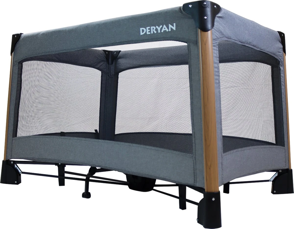 Deryan Luxe Campingbed Compleet - 120x60cm - Bodemverhoger - Verschoonblad - Opbergmand - Grijs 5 Deryan Luxe Campingbed Compleet - 120x60cm - Bodemverhoger - Verschoonblad - Opbergmand - Grijs - Afbeelding 5