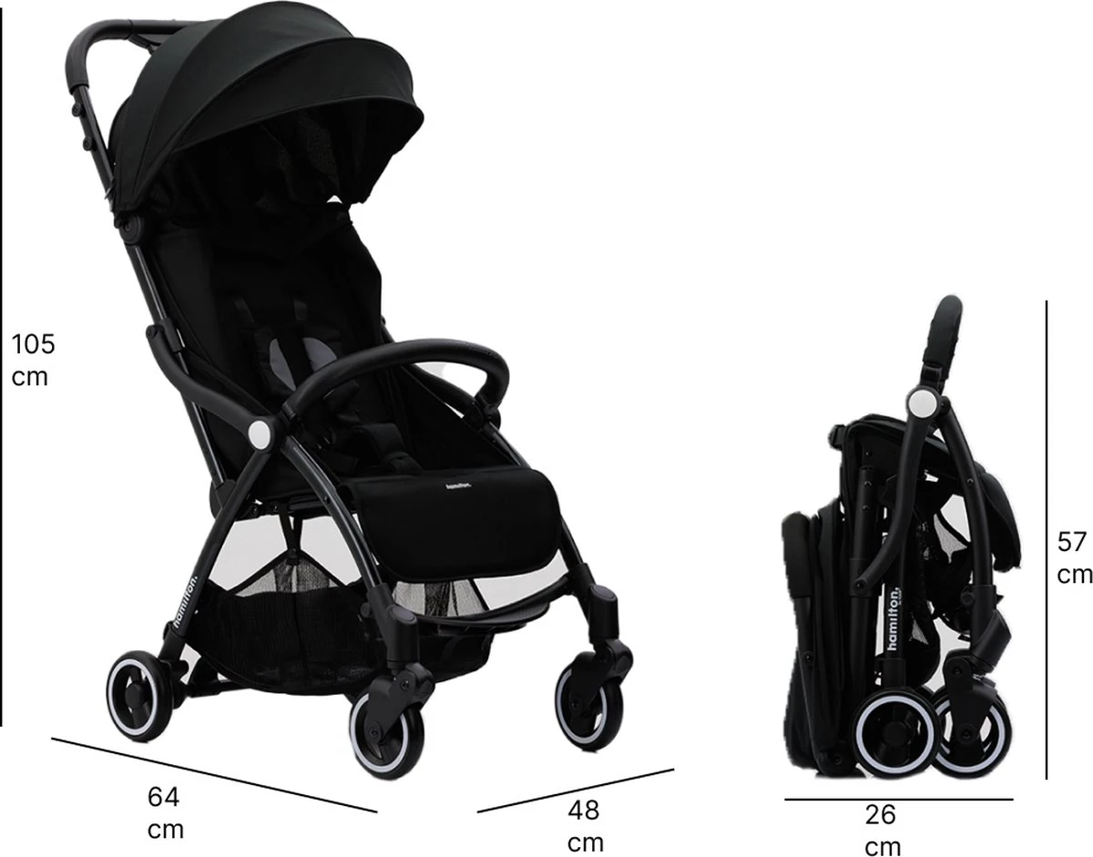 Hamilton By Yoop X1 Plus Kinderwagen - Buggy Met Monteerbare Wieg - Premium Stroller Met One Hand Folding Technologie - Nieuw, Hoger, Uitgebreider 2023 Model - Zwart - Licht, Verstelbaar, Wendbaar En Geschikt Van 0 Maanden Tot 4 Jaar 8 Hamilton By Yoop X1 Plus Kinderwagen - Buggy Met Monteerbare Wieg - Premium Stroller Met One Hand Folding Technologie - Nieuw, Hoger, Uitgebreider 2023 Model - Zwart - Licht, Verstelbaar, Wendbaar En Geschikt Van 0 Maanden Tot 4 Jaar - Afbeelding 8