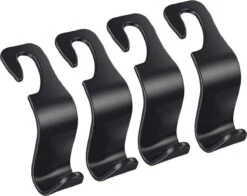 Merkloos Auto Kapstok - Opberghaak - Tashouder - Zwart - 4 Stuks