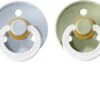 BIBS Set Van 2 Glow In The Dark Spenen / BABY BLUE + SAGE | T1 / Maat 1 - 0-6 Maanden | Groen - Blauw | Newborn Fopspeen