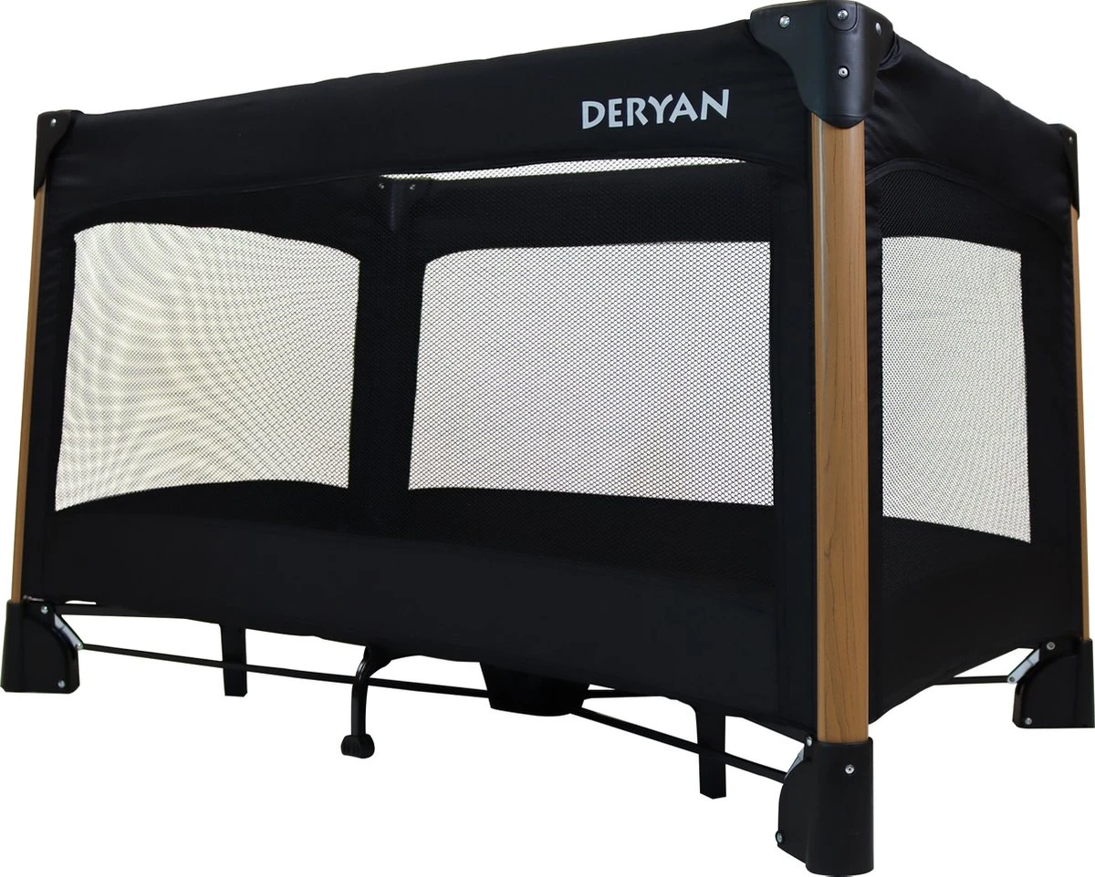 Deryan Luxe Campingbed Compleet - 120x60cm - Bodemverhoger - Verschoonblad - Opbergmand - Zwart 8 Deryan Luxe Campingbed Compleet - 120x60cm - Bodemverhoger - Verschoonblad - Opbergmand - Zwart - Afbeelding 8