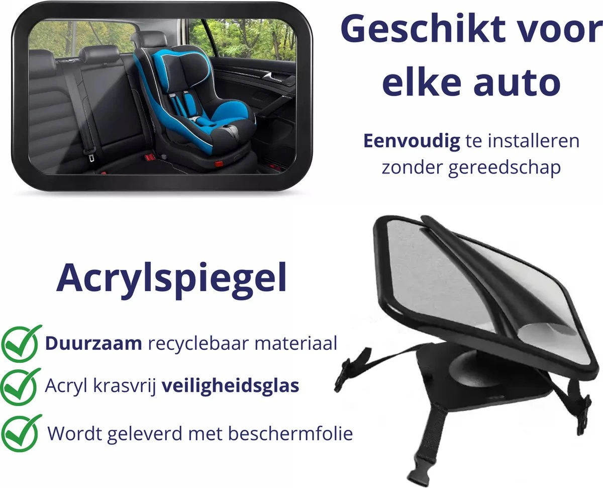 Nelbar Autospiegel Baby Verstelbaar – Achteruitkijkspiegel – Drempelproef – Baby Spiegel Auto Achterbank – Achteruitkijk Spiegel – 360 Graden Verstelbaar – XL Formaat 8 Nelbar Autospiegel Baby Verstelbaar – Achteruitkijkspiegel – Drempelproef – Baby Spiegel Auto Achterbank – Achteruitkijk Spiegel – 360 Graden Verstelbaar – XL Formaat - Afbeelding 8
