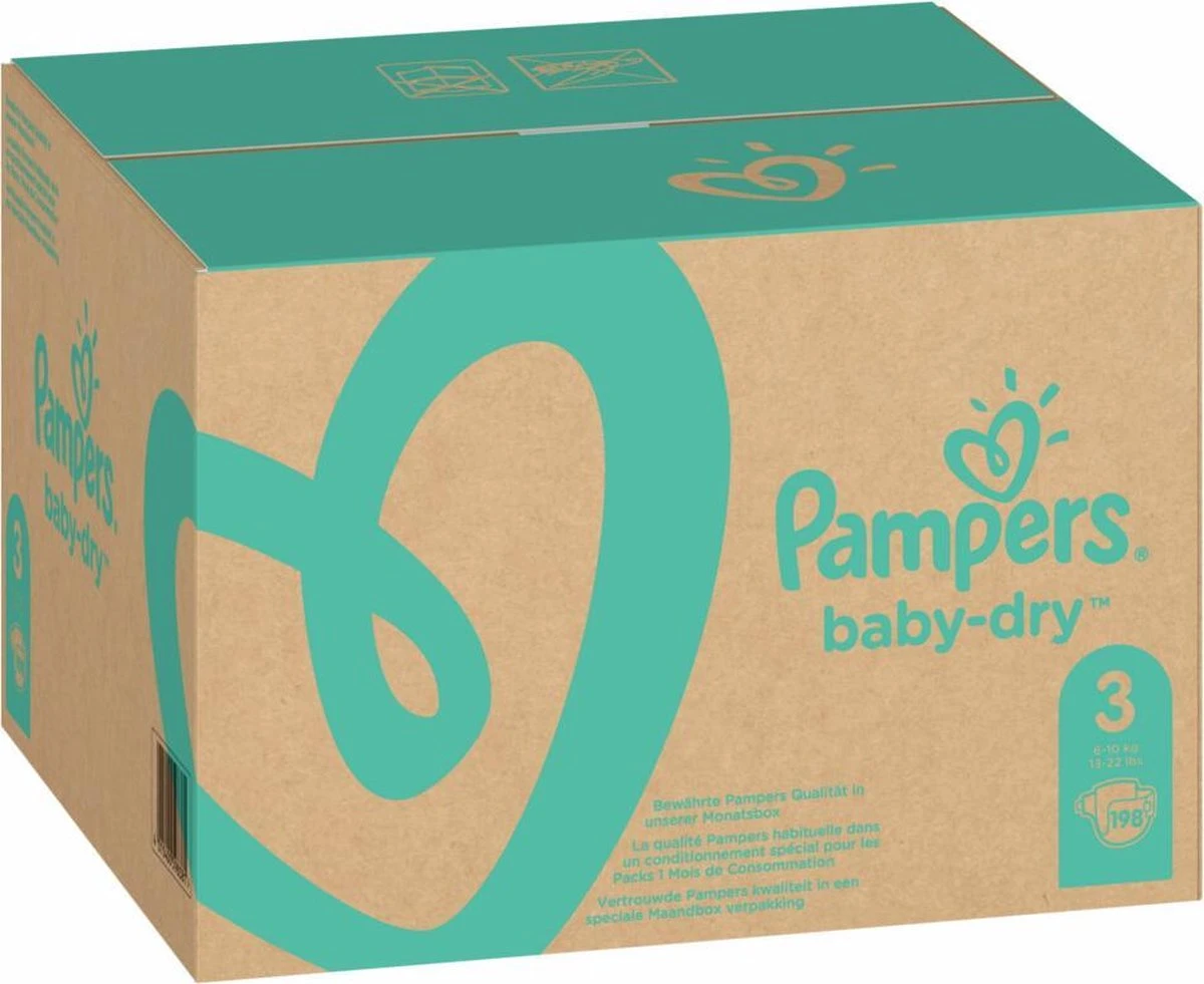 Pampers® Pampers Baby-Dry Luiers - Maat 3 (6-10 Kg) - 198 Stuks - Multi-Pack 5 Pampers® Pampers Baby-Dry Luiers - Maat 3 (6-10 Kg) - 198 Stuks - Multi-Pack - Afbeelding 5