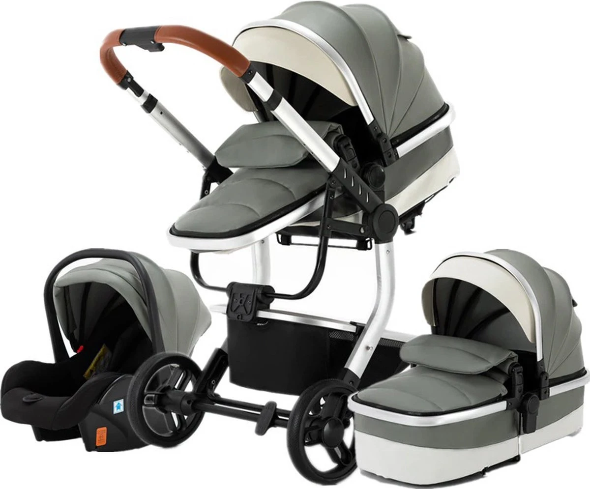 Merkloos BrightWise Luxe Kinderwagen 3 In 1 Voldoet Aan Alle Europese Veiligheidscertificaten - Wandelwagen - Kinderwagen 3-in-1 Incl Autostoel - Kinderwagen Maxi Cosi – Buggy 3 In 1 - Newborn - Leer - Grijs 1 Merkloos BrightWise Luxe Kinderwagen 3 In 1 Voldoet Aan Alle Europese Veiligheidscertificaten - Wandelwagen - Kinderwagen 3-in-1 Incl Autostoel - Kinderwagen Maxi Cosi – Buggy 3 In 1 - Newborn - Leer - Grijs