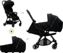 Hamilton By Yoop X1 Plus Kinderwagen - Buggy Met Monteerbare Wieg - Premium Stroller Met One Hand Folding Technologie - Nieuw, Hoger, Uitgebreider 2023 Model - Zwart - Licht, Verstelbaar, Wendbaar En Geschikt Van 0 Maanden Tot 4 Jaar
