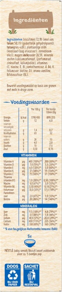 Nestlé Ontbijtpapje Biscuit - Baby Pap - Vanaf 6 Maanden - 9 Stuks - Totaal 45 Porties -Aanbiedingen BIBS Winkel 258x1200 2