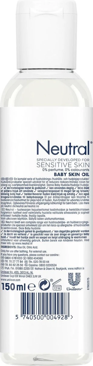 Neutral 0% Baby Huidolie Parfumvrij - 2 X 150 Ml - Voordeelverpakking 3 Neutral 0% Baby Huidolie Parfumvrij - 2 X 150 Ml - Voordeelverpakking - Afbeelding 3