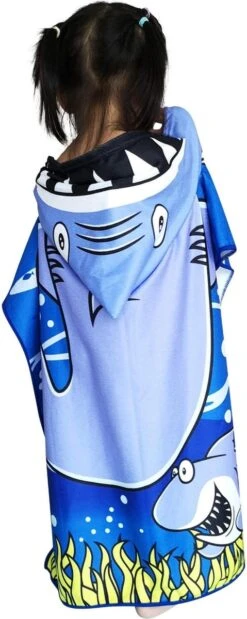 JAXY Badcape Baby - Badcape - Baby Badjas - Omslagdoek - Omslagdoek - Baby Handdoek Met Capuchon - Strandhanddoek - Badponcho - Poncho Handdoek - Microfiber - 60x90cm - Haai -Aanbiedingen BIBS Winkel 479x1200