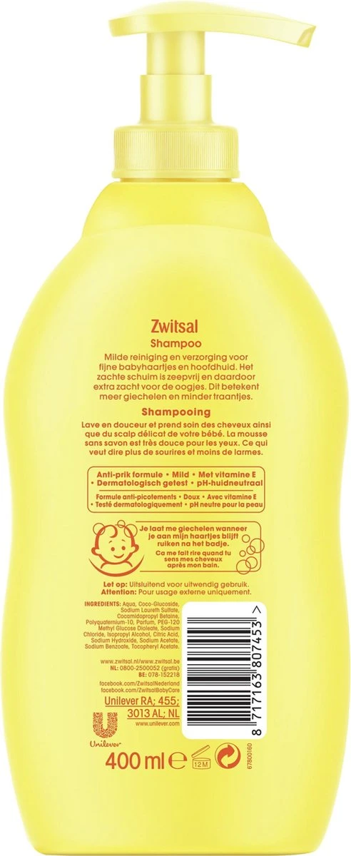 Zwitsal Baby Shampoo - 3 X 400 Ml - Voordeelverpakking 6 Zwitsal Baby Shampoo - 3 X 400 Ml - Voordeelverpakking - Afbeelding 6