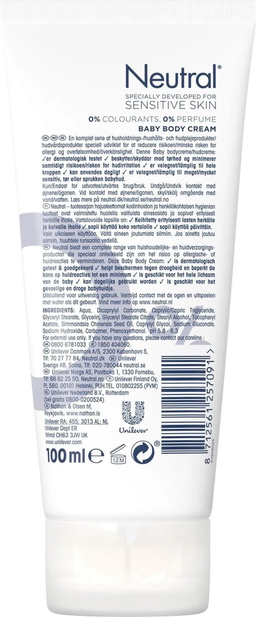 Neutral Crème Parfumvrij - 100 Ml - Baby 8 Neutral Crème Parfumvrij - 100 Ml - Baby - Afbeelding 8