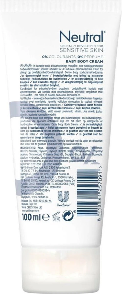 Neutral Crème Parfumvrij - 100 Ml - Baby 2 Neutral Crème Parfumvrij - 100 Ml - Baby - Afbeelding 2