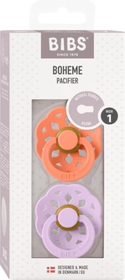 BiBS - Boheme Pacifier - Stage 1 Fopspeen - 2 Stuks - Papaya / Violet Sky -Aanbiedingen BIBS Winkel 537x1200 9