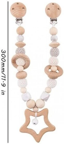 Wagenspanner Ster - Baby Wagenspanner Hout - Vrolijke Kinderwagenspanner - Eenvoudig Te Bevestigen - Kraamcadeau Voor Jongens En Meisjes - Completebabyuitzet - Baby Cadeau