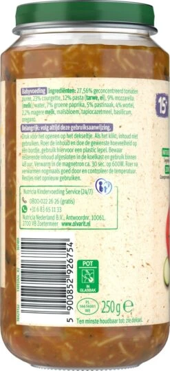 Olvarit 15m09 Vegetarische Pasta Courgette Mozzarella 6x250g -Aanbiedingen BIBS Winkel 552x1200 10