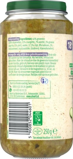 Olvarit Babymaaltijd 18+ Maanden - Risotto Doperwten Kalkoen - 6 X 250g -Aanbiedingen BIBS Winkel 552x1200 22