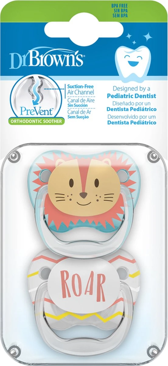 Dr. Brown's Dr Brown's Fopspeen - Fase 1 - Animal Faces - 0-6 Maanden - Blauw - 2-pack 2 Dr. Brown's Dr Brown's Fopspeen - Fase 1 - Animal Faces - 0-6 Maanden - Blauw - 2-pack - Afbeelding 2