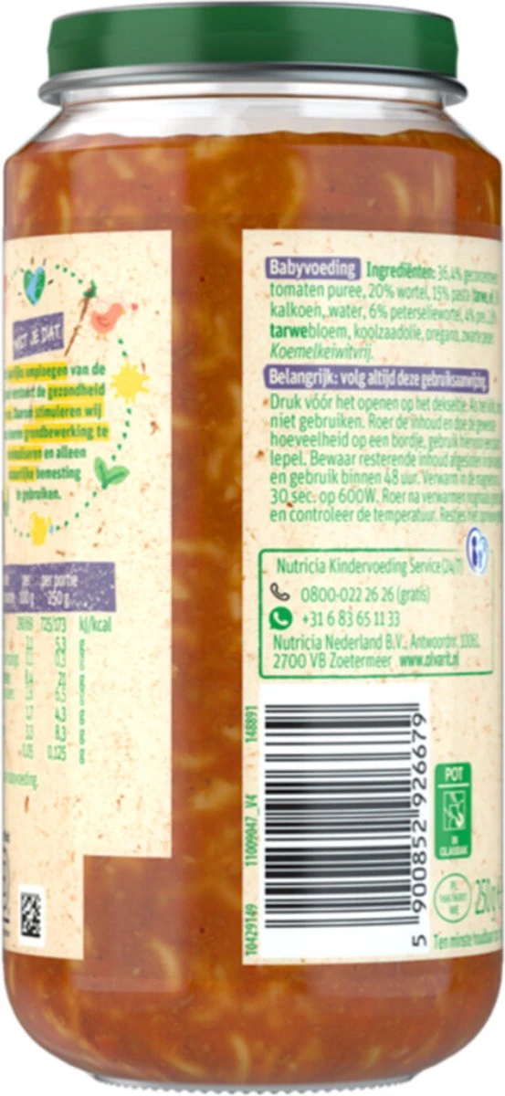 Olvarit 15m10 Tomaat Kalkoen Pasta 6x250g 11 Olvarit 15m10 Tomaat Kalkoen Pasta 6x250g - Afbeelding 11