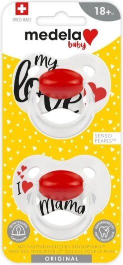 Medela Baby Fopspeen Original Hoge Acceptatie Orthdontisch Ergonomische Vorm -Signature Love Mama - 18+ Maanden - 2 Stuks -Aanbiedingen BIBS Winkel 559x1200 8