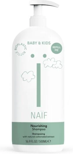 Naïf Voedende Shampoo Pompfles - Baby En Kids - 500ml - Met Natuurlijke Ingrediënten -Aanbiedingen BIBS Winkel 572x1200