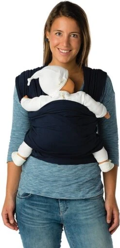 Babylonia Draagdoek - Tricot-Slen - Jeansblauw -Aanbiedingen BIBS Winkel 584x1200 4