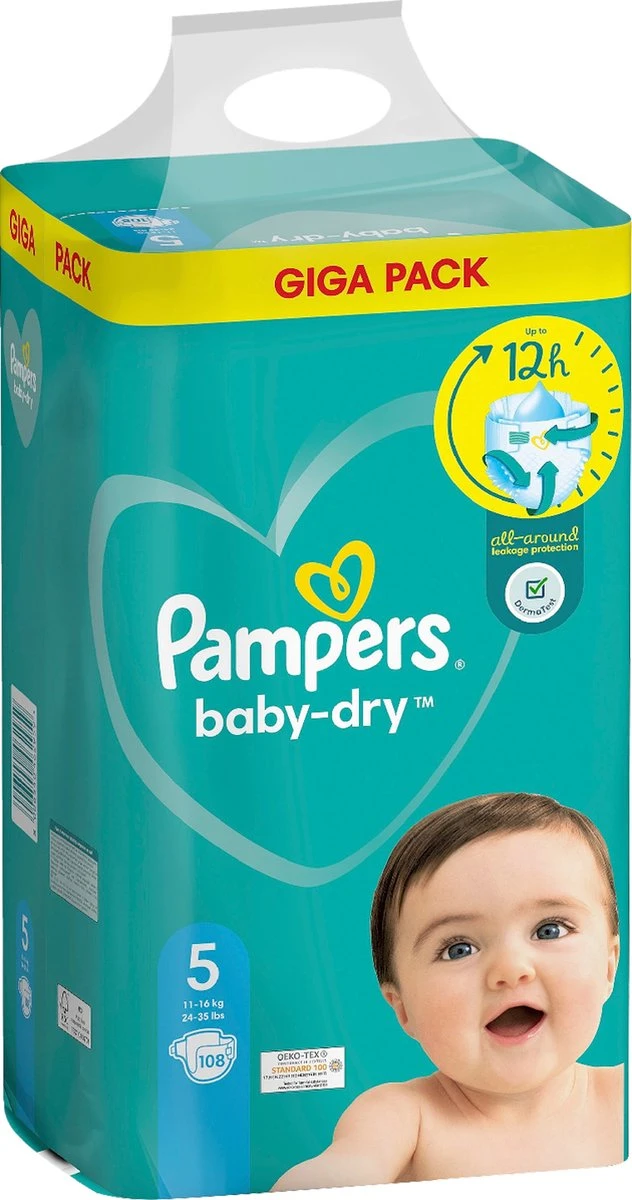 Pampers® Pampers - Baby Dry - Maat 5 - Mega Pack - 108 Luiers 1 Pampers® Pampers - Baby Dry - Maat 5 - Mega Pack - 108 Luiers