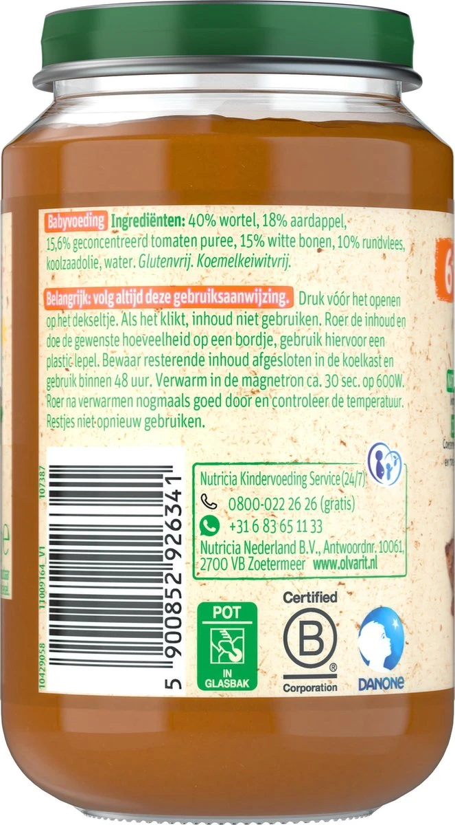 Olvarit 6m04 Wortel Rundvlees Aardappel 6x200g 8 Olvarit 6m04 Wortel Rundvlees Aardappel 6x200g - Afbeelding 8