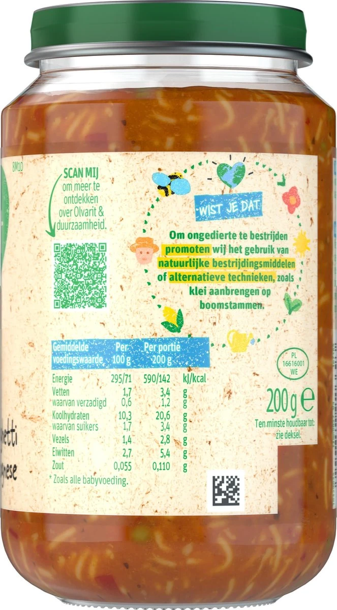 Olvarit 8m10 Spaghetti Bolognese 6x200g 9 Olvarit 8m10 Spaghetti Bolognese 6x200g - Afbeelding 9