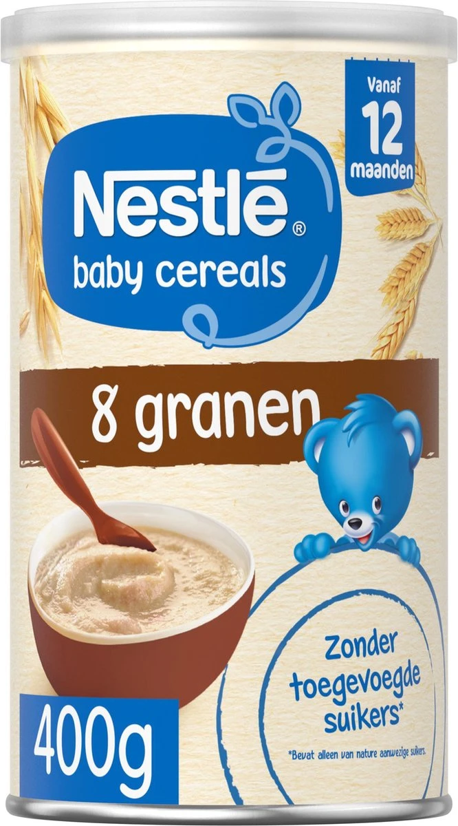 Nestlé Baby Cereals 8 Granen - Baby Pap - Vanaf 12 Maanden - 3 Stuks - Totaal 48 Porties 2 Nestlé Baby Cereals 8 Granen - Baby Pap - Vanaf 12 Maanden - 3 Stuks - Totaal 48 Porties - Afbeelding 2