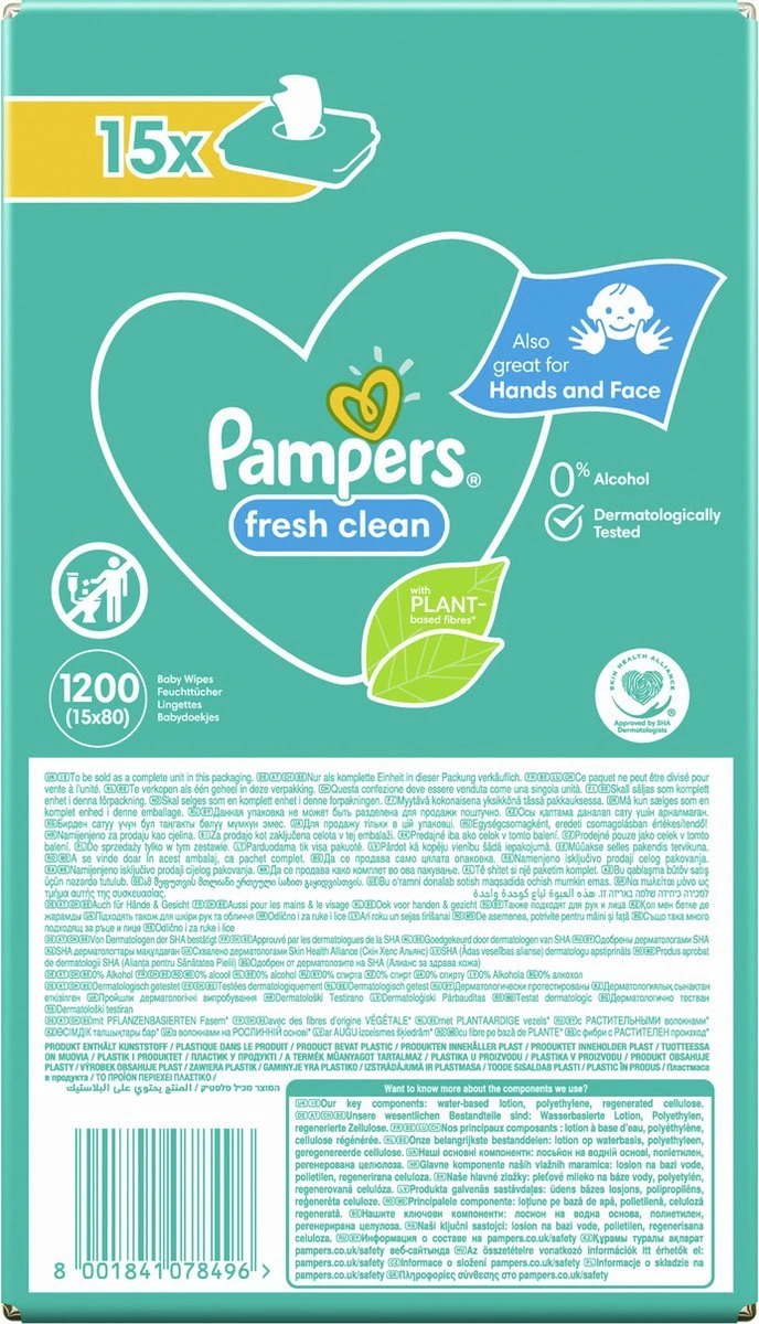Pampers® Pampers Fresh Clean Billendoekjes - 1200 Doekjes 16 Pampers® Pampers Fresh Clean Billendoekjes - 1200 Doekjes - Afbeelding 16