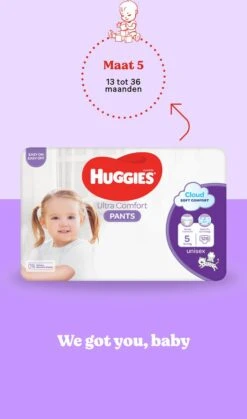 Huggies Luierbroekjes - Maat 5 (12 Tot 17 Kg) - Ultra Comfort - Unisex - 128 Stuks - Maandbox -Aanbiedingen BIBS Winkel 708x1200