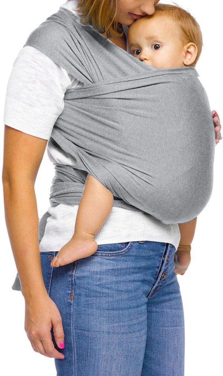 Ergonomische Rekbare Baby Draagdoek Van Katoen Om Te Knopen -Licht Grijs - Babywrap - Draagdoeken - Babydrager - Buikdrager – Rugdrager – Heupdrager - Baby Sling – Baby Carrier – Draagzak - Baby Wrap Sling - Draagdoek – Handleiding - Gratis Slabbetje 2 Ergonomische Rekbare Baby Draagdoek Van Katoen Om Te Knopen -Licht Grijs - Babywrap - Draagdoeken - Babydrager - Buikdrager – Rugdrager – Heupdrager - Baby Sling – Baby Carrier – Draagzak - Baby Wrap Sling - Draagdoek – Handleiding - Gratis Slabbetje - Afbeelding 2
