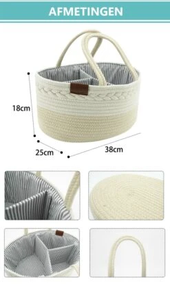 ADSafety - Luxe Katoenen Luiertas - Inclusief Uitneembare Organizer - Verzorgingstas - Opbergtas - Commode Mandje - Baby Spullen - Crème -Aanbiedingen BIBS Winkel 721x1200 5