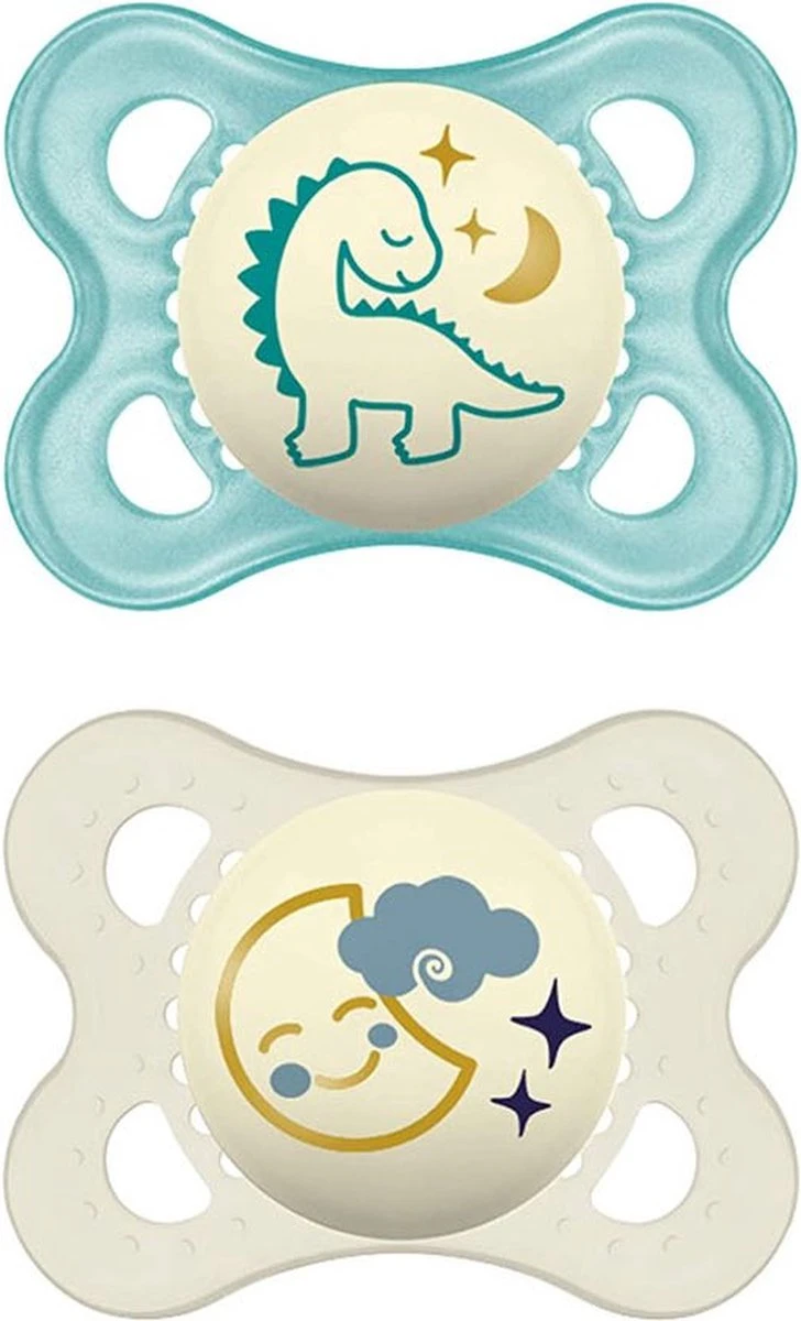 MAM Fopspeen Nacht | Mam Fopspeen Night | Glow In The Dark Fopspeen | Blauw | 0-6 Maanden | 2 Stuks 1 MAM Fopspeen Nacht | Mam Fopspeen Night | Glow In The Dark Fopspeen | Blauw | 0-6 Maanden | 2 Stuks