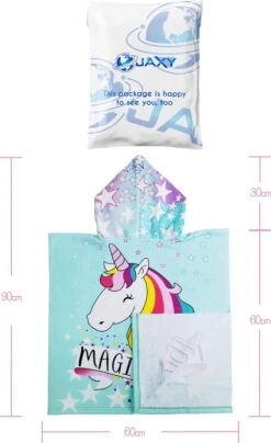 JAXY Badcape Baby - Badcape - Baby Badjas - Omslagdoek - Omslagdoek - Baby Handdoek Met Capuchon - Strandhanddoek - Badponcho - Poncho Handdoek - Microfiber - 60x90cm - Unicorn -Aanbiedingen BIBS Winkel 734x1200