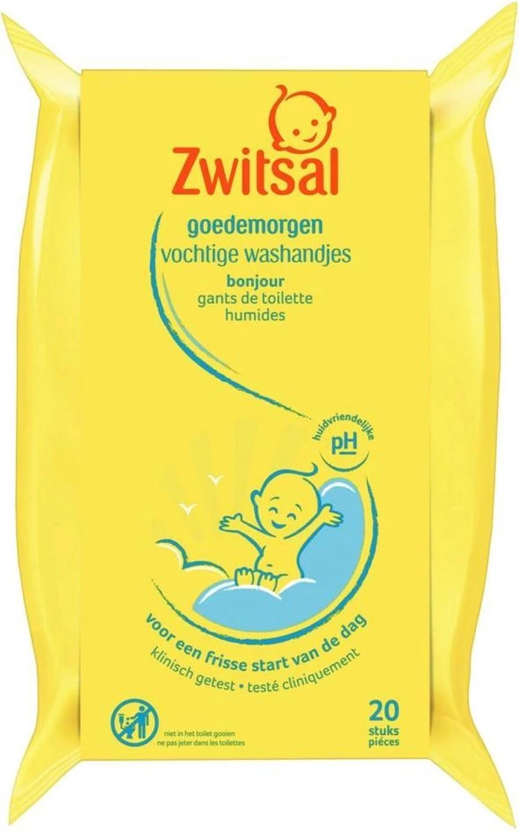 Zwitsal Goedemorgen Baby Vochtige Washandjes - 20 Stuks 1 Zwitsal Goedemorgen Baby Vochtige Washandjes - 20 Stuks