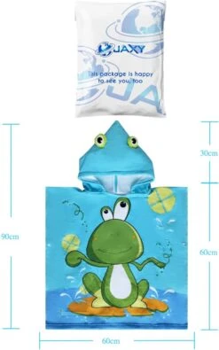 JAXY Badcape Baby - Badcape - Baby Badjas - Omslagdoek - Omslagdoek - Baby Handdoek Met Capuchon - Strandhanddoek - Badponcho - Poncho Handdoek - Microfiber - 60x90cm - Kikker -Aanbiedingen BIBS Winkel 751x1200 2